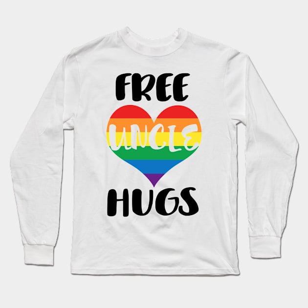 Free Uncle Hugs - Black Text Long Sleeve T-Shirt by SandiTyche